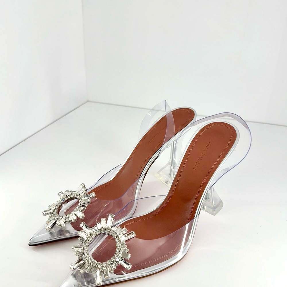 Amina Muaddi PVC Slingback Pumps – Clear / Transparent